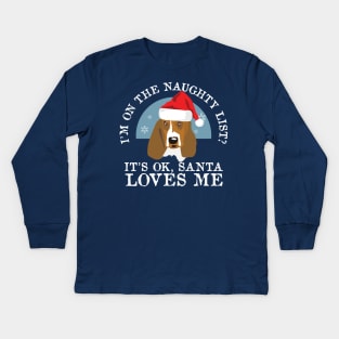 Funny Naughty Dog Lovers Beagle Christmas Shirt Gift Kids Long Sleeve T-Shirt